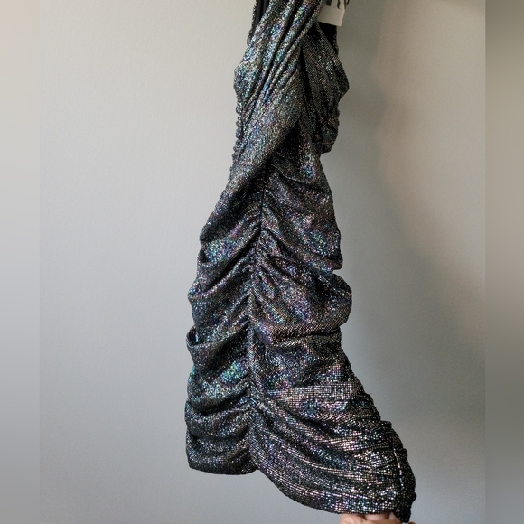 ZARA Ruched Sparkle Mini Dress - Size S - Picture 4 of 7